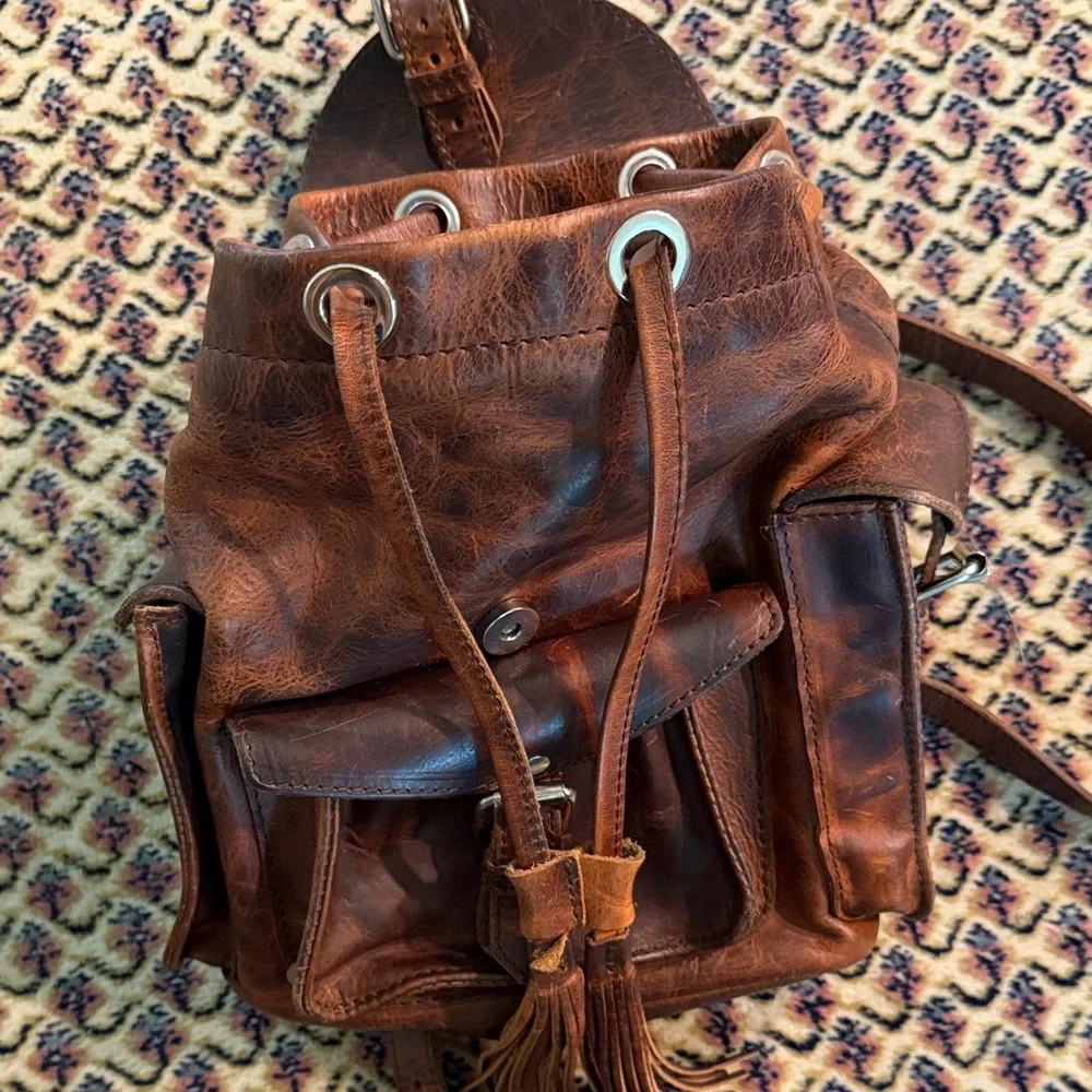 Freebird by Steven Black Leather Fringe Backpack - Picture 9 of 10